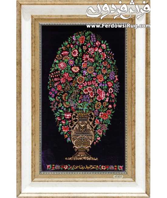 HAND MADE TABLEAU CARPET FLOWERS DESIGN QOM,IRAN